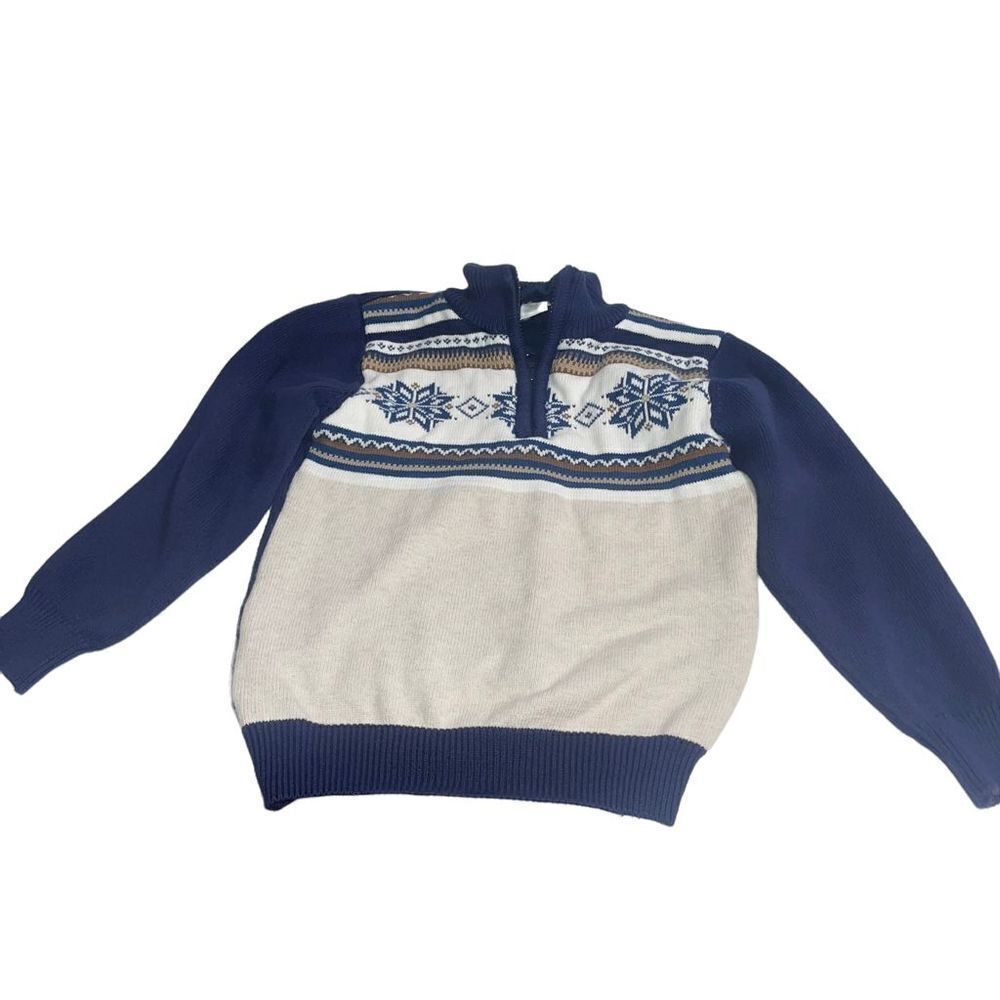 Gymboree Navy & Cream Snowflake 1/4 Zip Sweater - Size‎ Small (5/6)